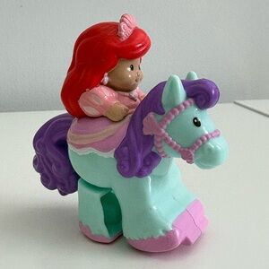 Fisher Price Ariel Klip Klop Horse Blue Rare Princess Disney Toy